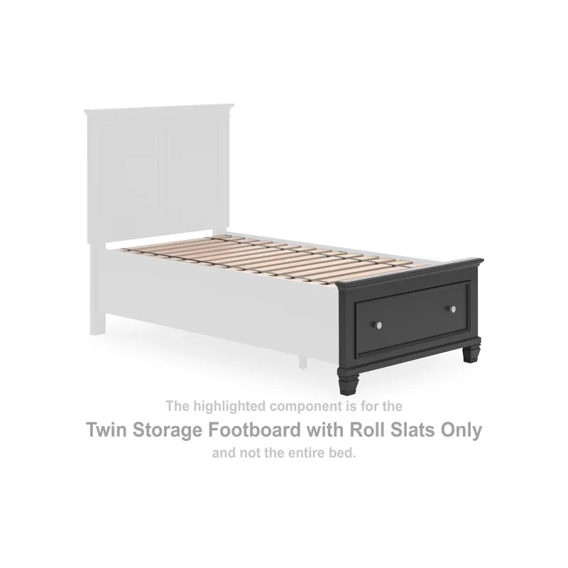 Lanolee Twin Storage Footboard with Roll Slats
