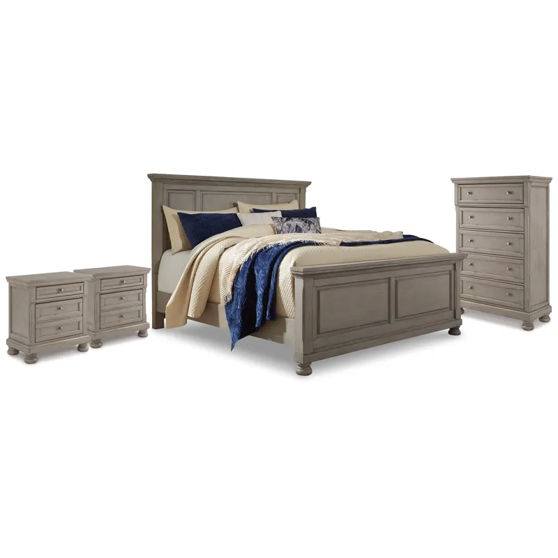 Lettner King Panel Bed, Chest and 2 Nightstands