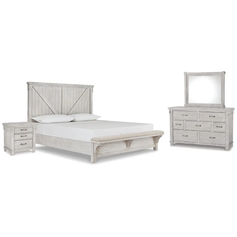 Brashland California King Panel Bed, Dresser, Mirror and Nightstand