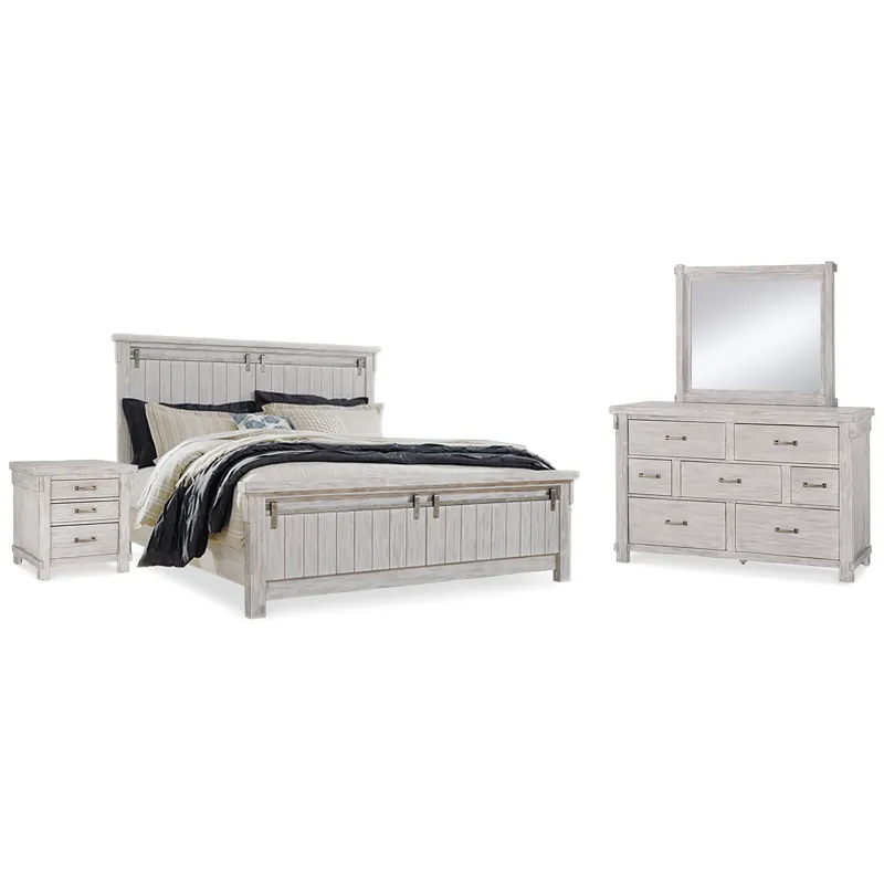 Brashland King Panel Bed, Dresser, Mirror and 2 Nightstands