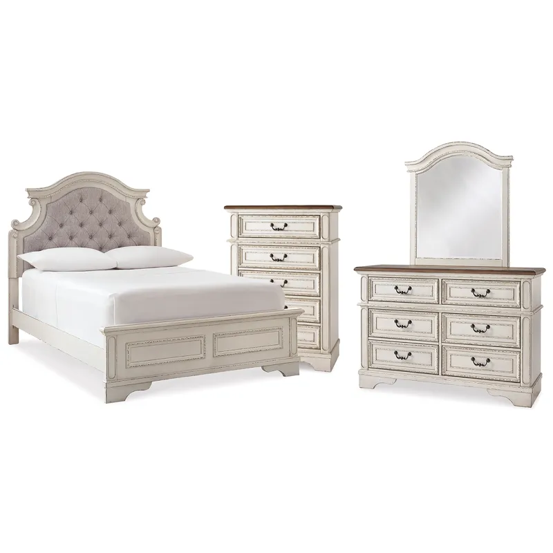 Realyn Full Panel Bed, Dresser, Mirror and Chest
