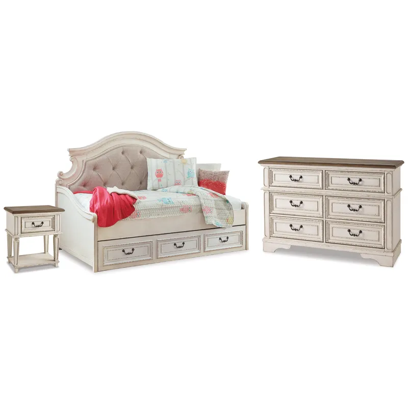 Realyn Twin Storage Daybed, Dresser and Nightstand