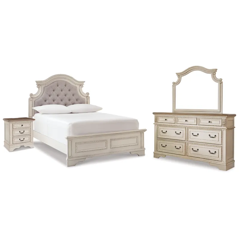 Realyn Full Panel Bed, Dresser, Mirror and Nightstand