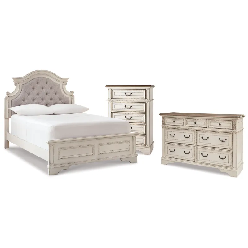 Realyn Full Panel Bed, Dresser and Chest