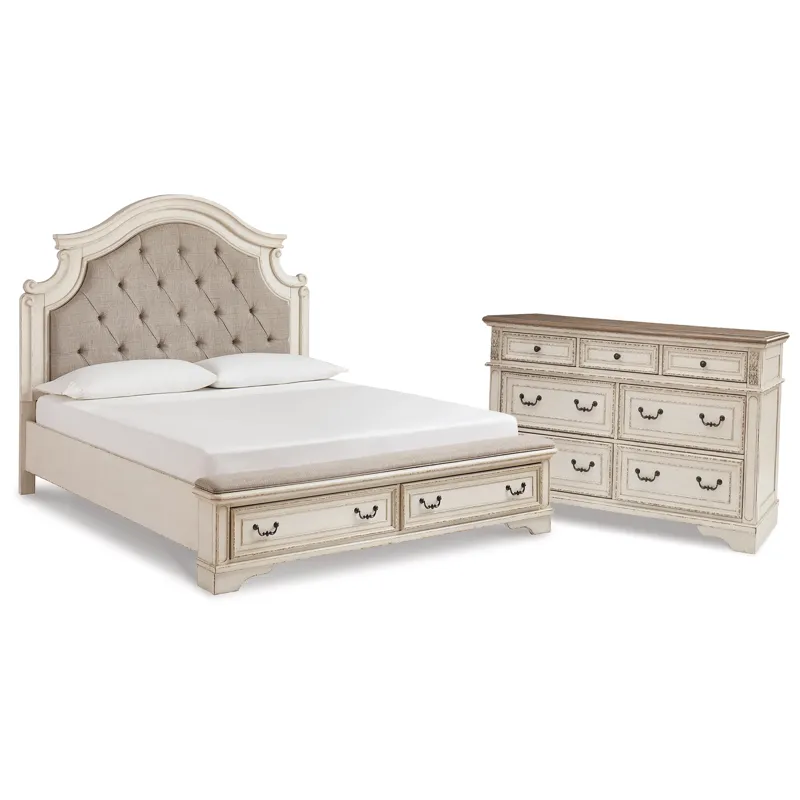 Realyn King Panel Storage Bed and Dresser