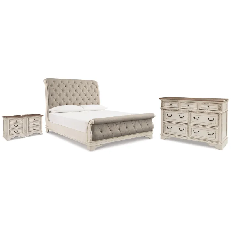Realyn King Sleigh Bed, Dresser and 2 Nightstands