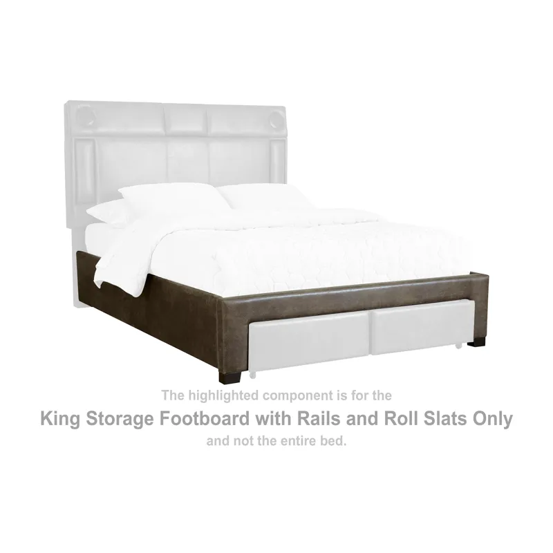 Mirlenz King Storage Footboard with Rails and Roll Slats