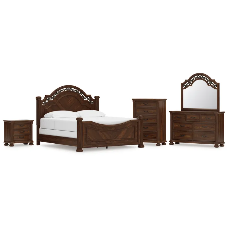 Lavinton King Poster Bed, Dresser, Mirror, Chest and Nightstand