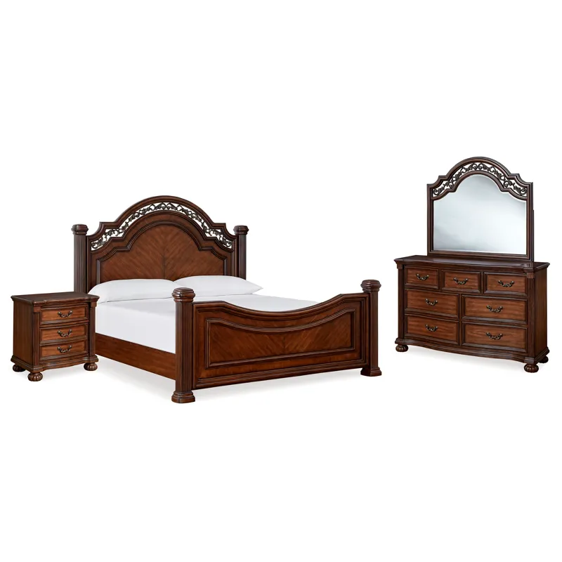 Lavinton Queen Poster Bed, Dresser, Mirror and Nightstand