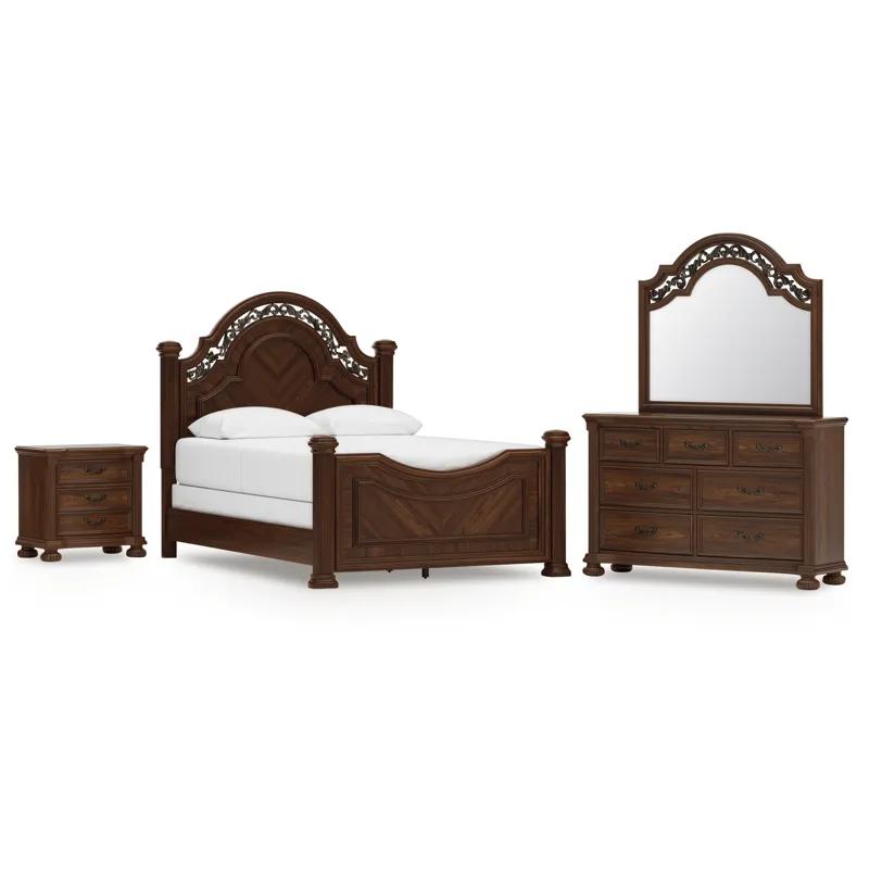 Lavinton Queen Poster Bed, Dresser, Mirror and Nightstand