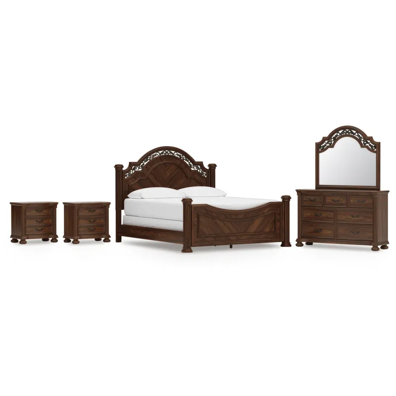 Lavinton California King Poster Bed, Dresser, Mirror and 2 Nightstands