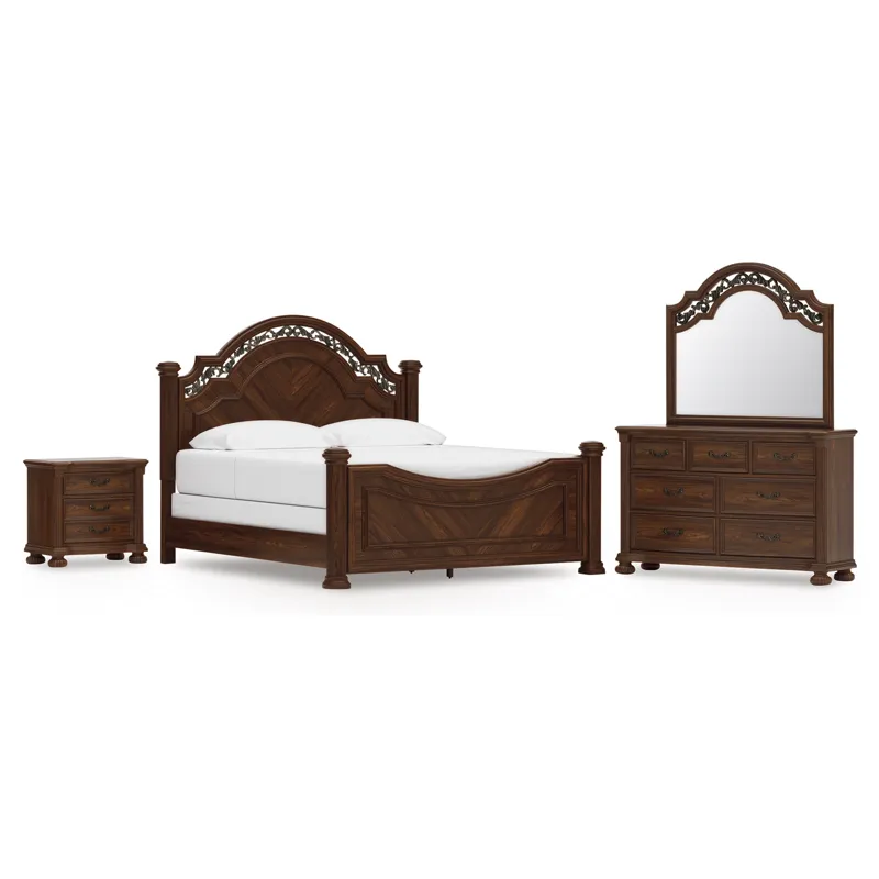 Lavinton King Poster Bed, Dresser, Mirror and Nightstand