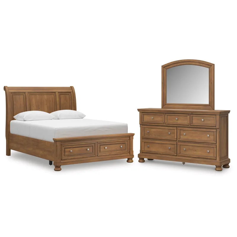 Feddinger Queen Sleigh Storage Bed, Dresser and Mirror