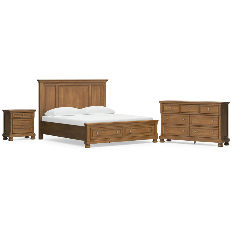 Feddinger California King Panel Storage Bed, Dresser and Nightstand