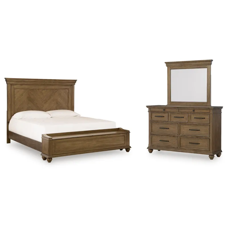 Karallin Queen Panel Storage Bed, Dresser and Mirror