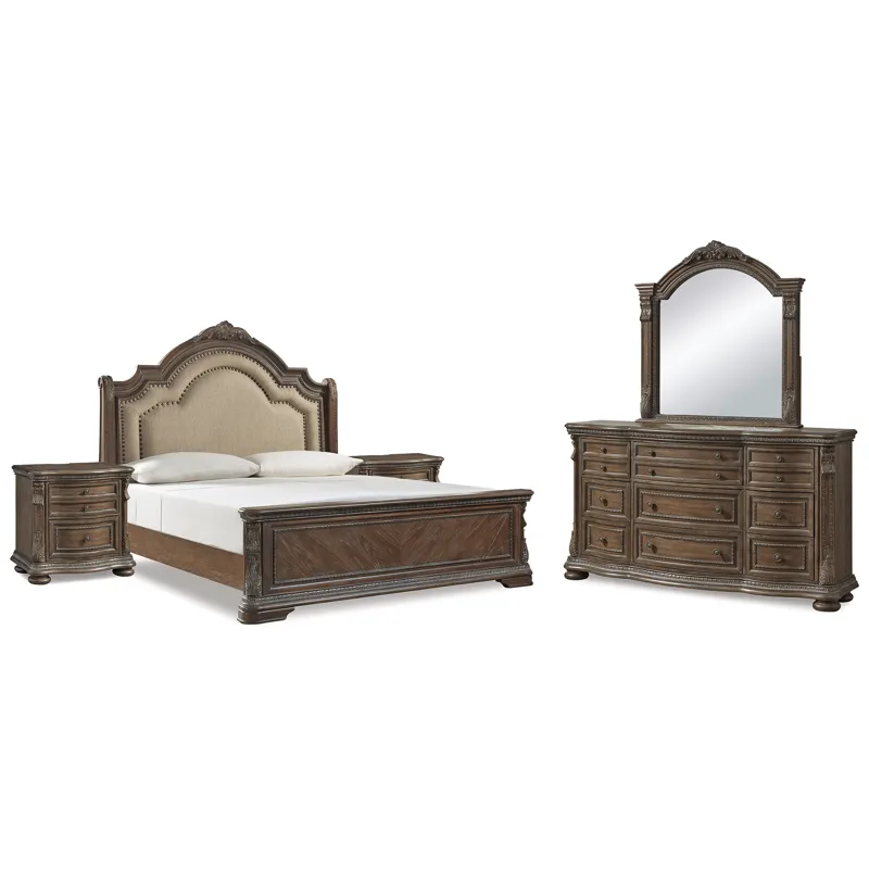 Charmond King Sleigh Bed, Dresser, Mirror and 2 Nightstands
