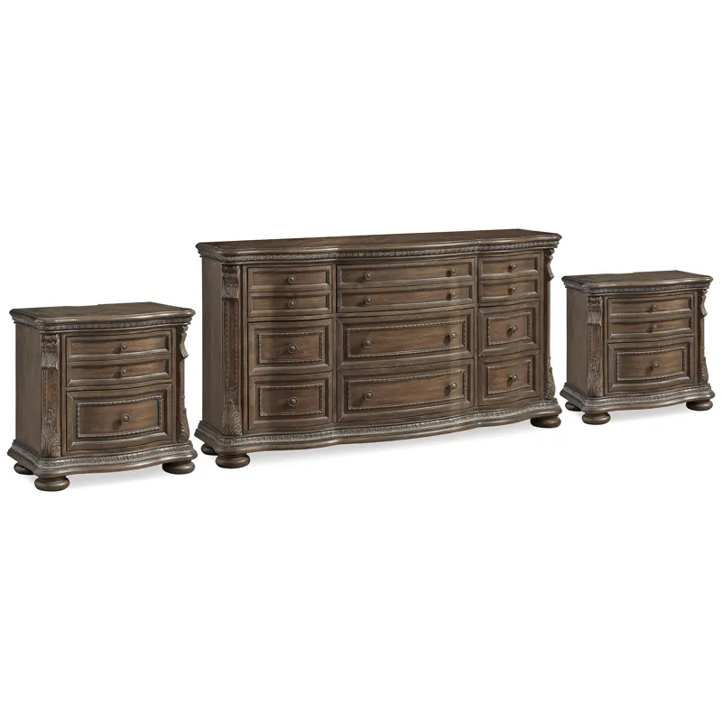 Charmond Dresser and 2 Nightstands