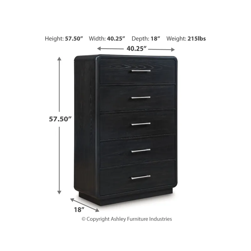 Rowanbeck King Panel Bed, Dresser, Mirror, Chest and Nightstand