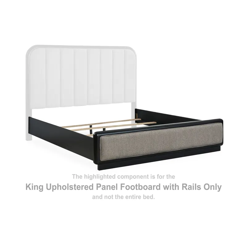 Rowanbeck King Upholstered Panel Footboard with Rails