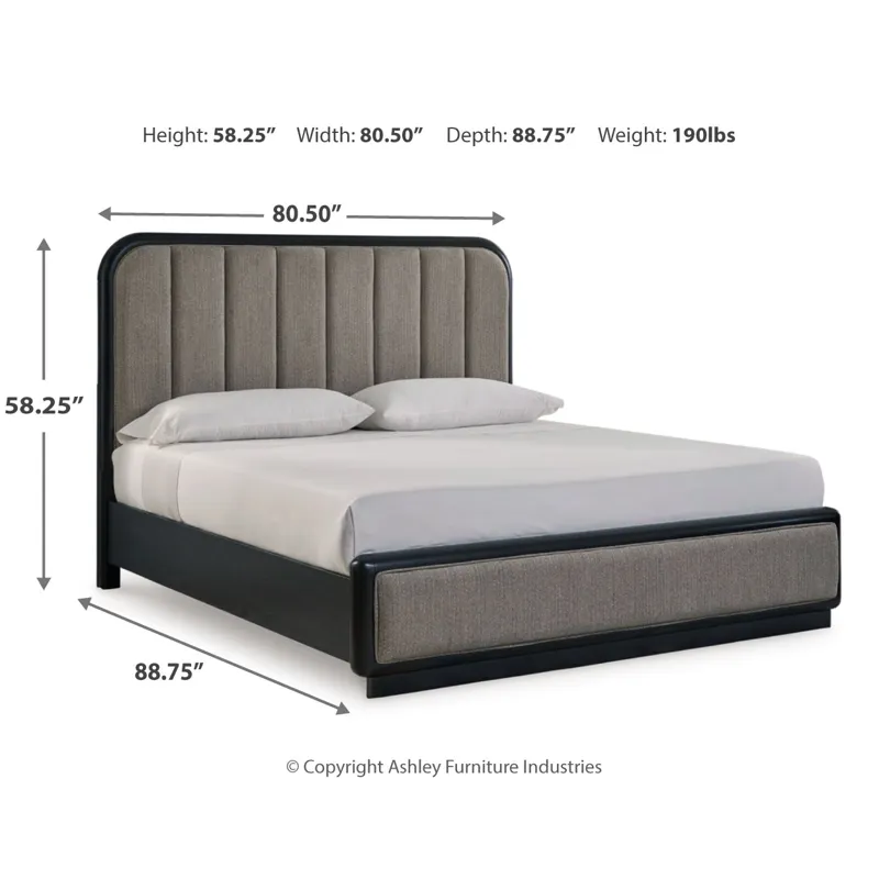 Rowanbeck King Panel Bed, Dresser, Mirror, Chest and Nightstand