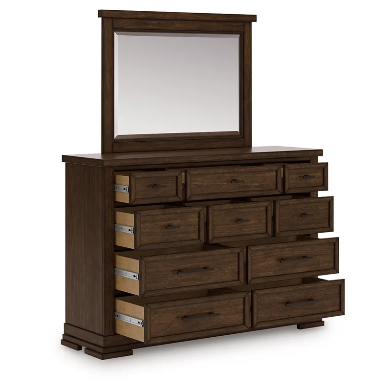 Taffenbrook Queen Panel Storage Bed, Dresser and Mirror