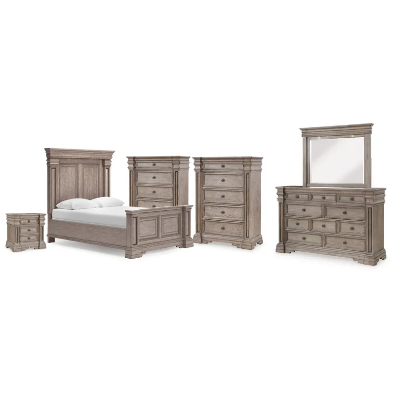 Blairhurst Queen Panel Bed, Dresser, Mirror, 2 Chests and Nightstand