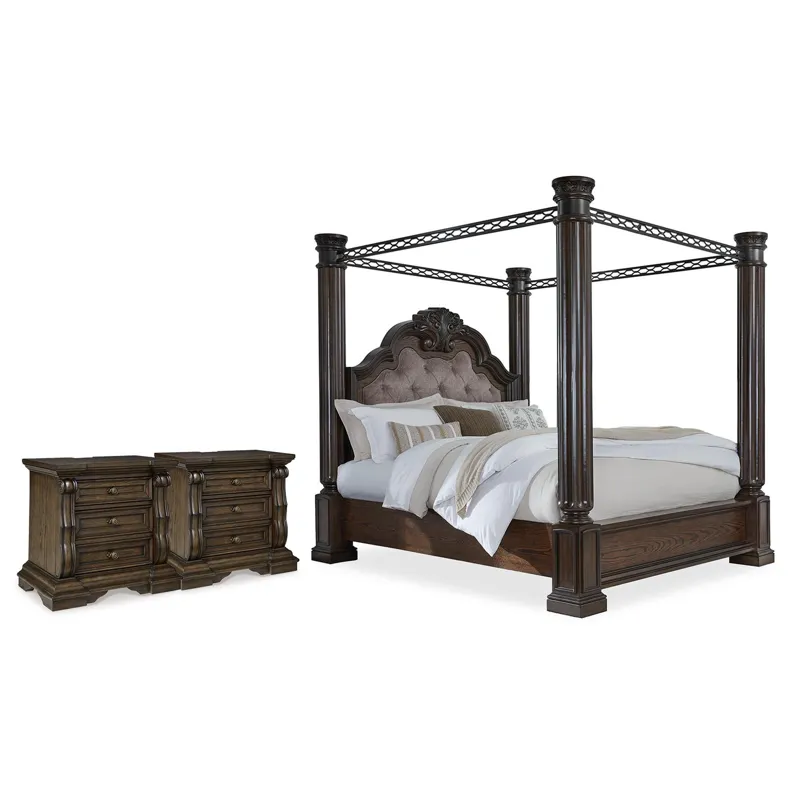Maylee King Poster Bed and 2 Nightstands
