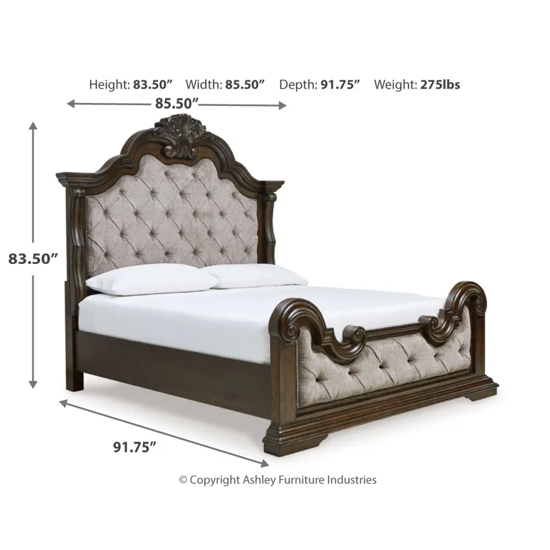 Maylee King Upholstered Panel Bed, Chest and 2 Nightstands