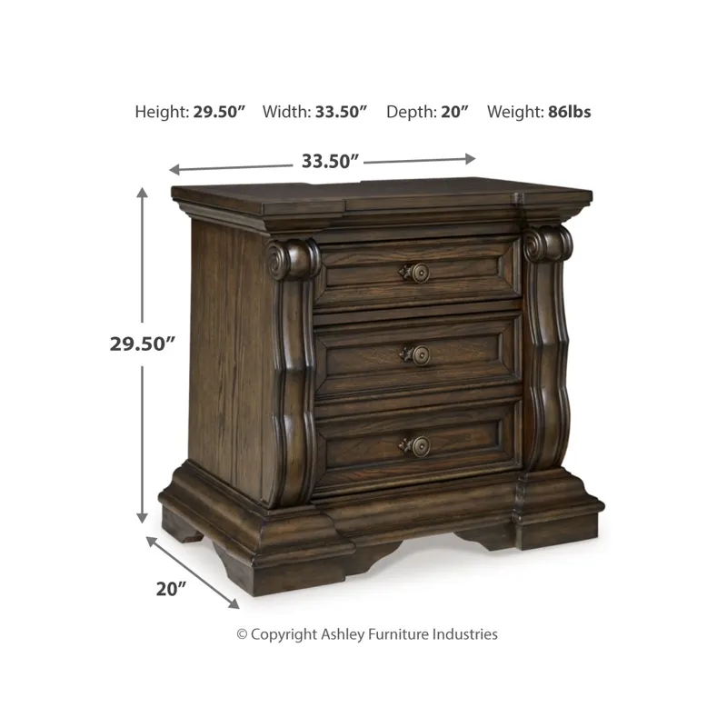 Maylee Queen Upholstered Panel Bed, Dresser, Mirror and Nightstand