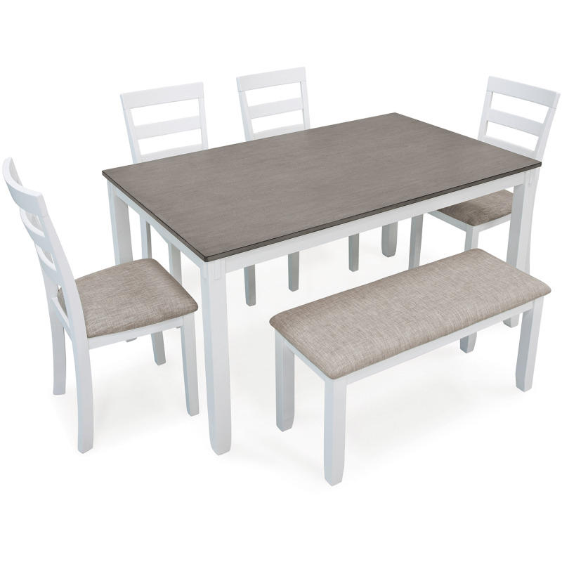 Stonehollow Dining Table and Chairs with Bench (Set of 6) D382325 by