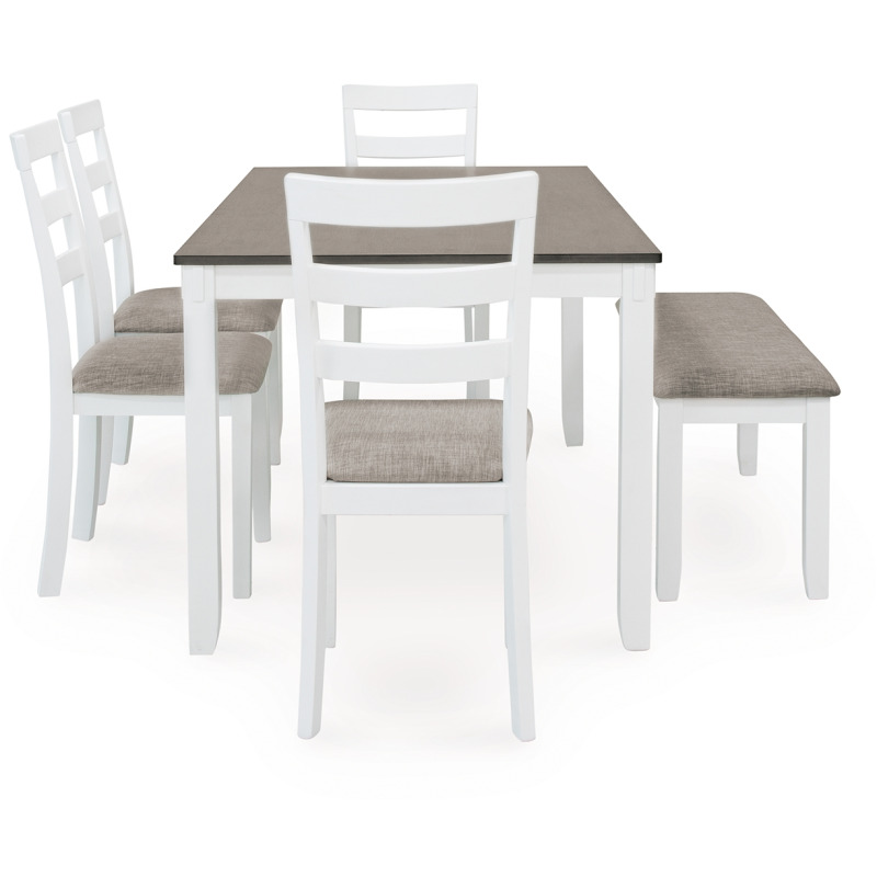 Stonehollow Dining Table and Chairs with Bench (Set of 6) D382325 by