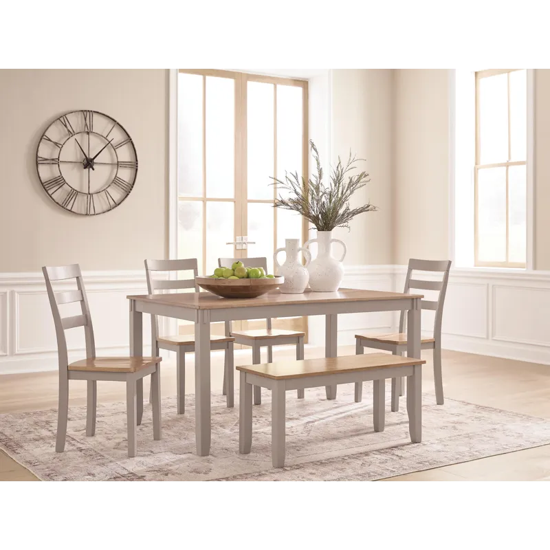 Harperfeld Dining Table and 4 Chairs and Bench (Set of 6)