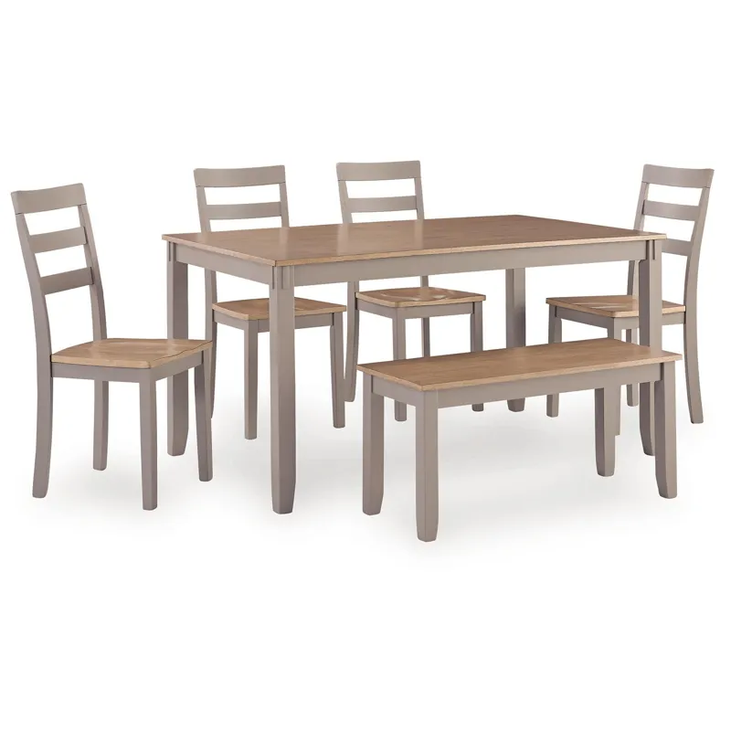 Harperfeld Dining Table and 4 Chairs and Bench (Set of 6)