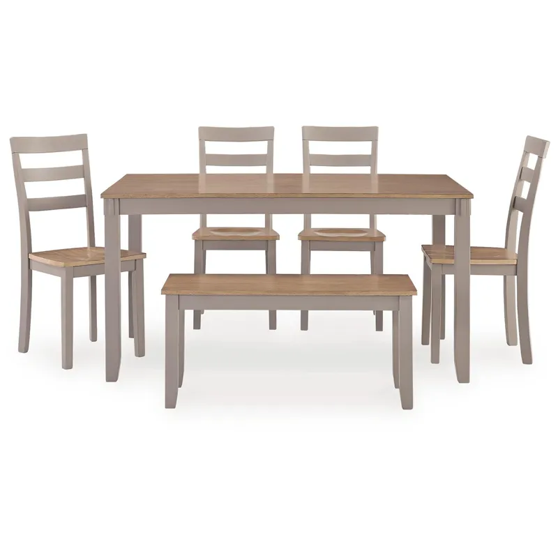 Harperfeld Dining Table and 4 Chairs and Bench (Set of 6)