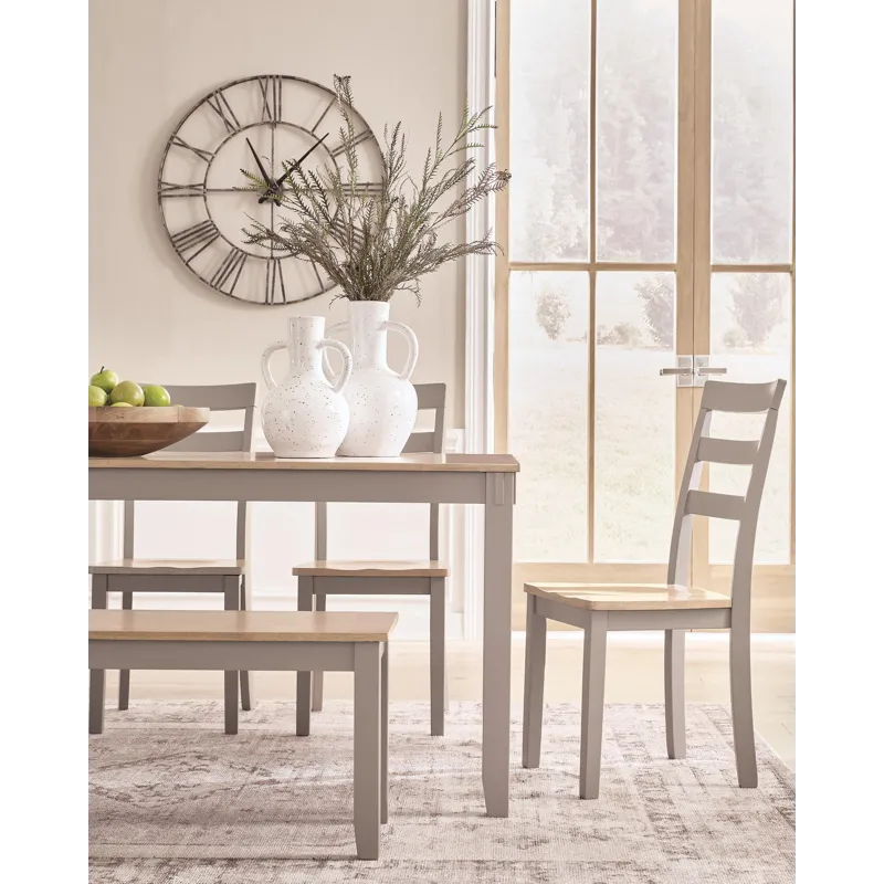 Harperfeld Dining Table and 4 Chairs and Bench (Set of 6)