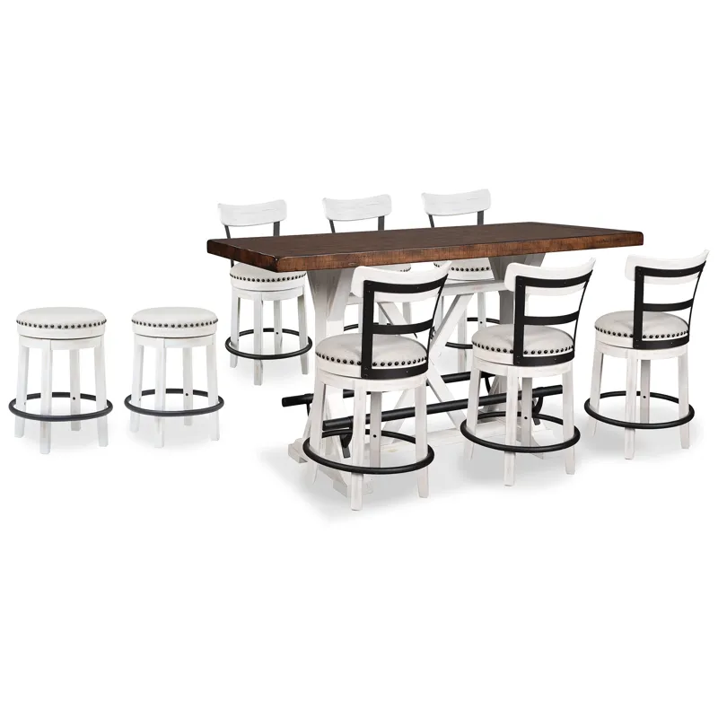 Valebeck Counter Height Dining Table and 8 Barstools