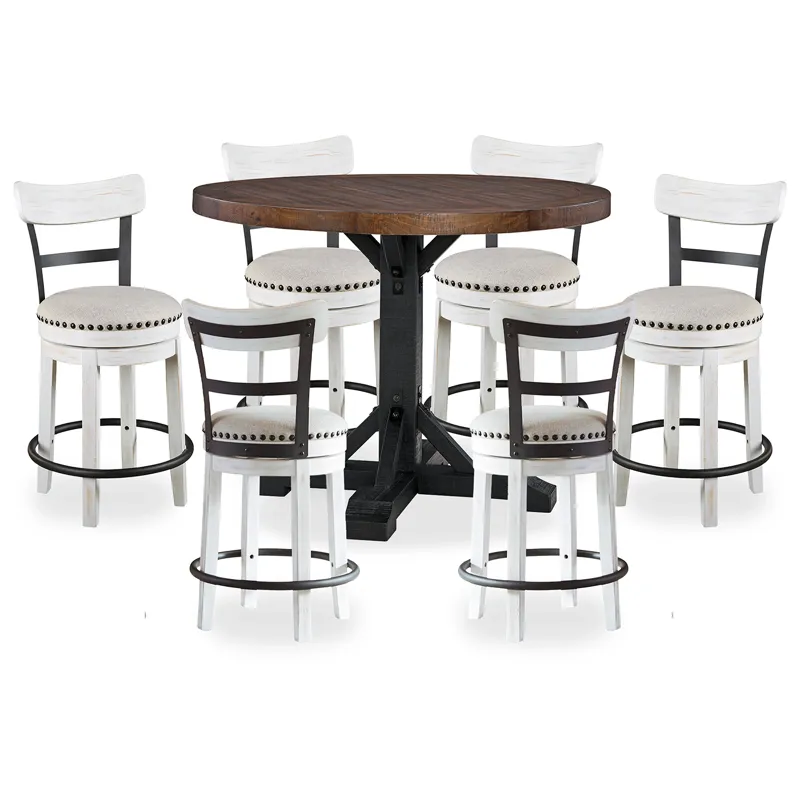 Valebeck Counter Height Dining Table and 6 Barstools