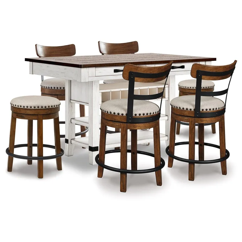 Valebeck Counter Height Dining Table and 6 Barstools