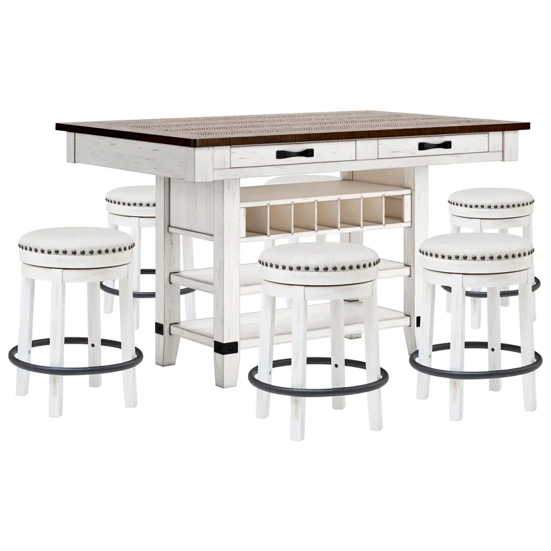 Valebeck Counter Height Dining Table and 6 Barstools