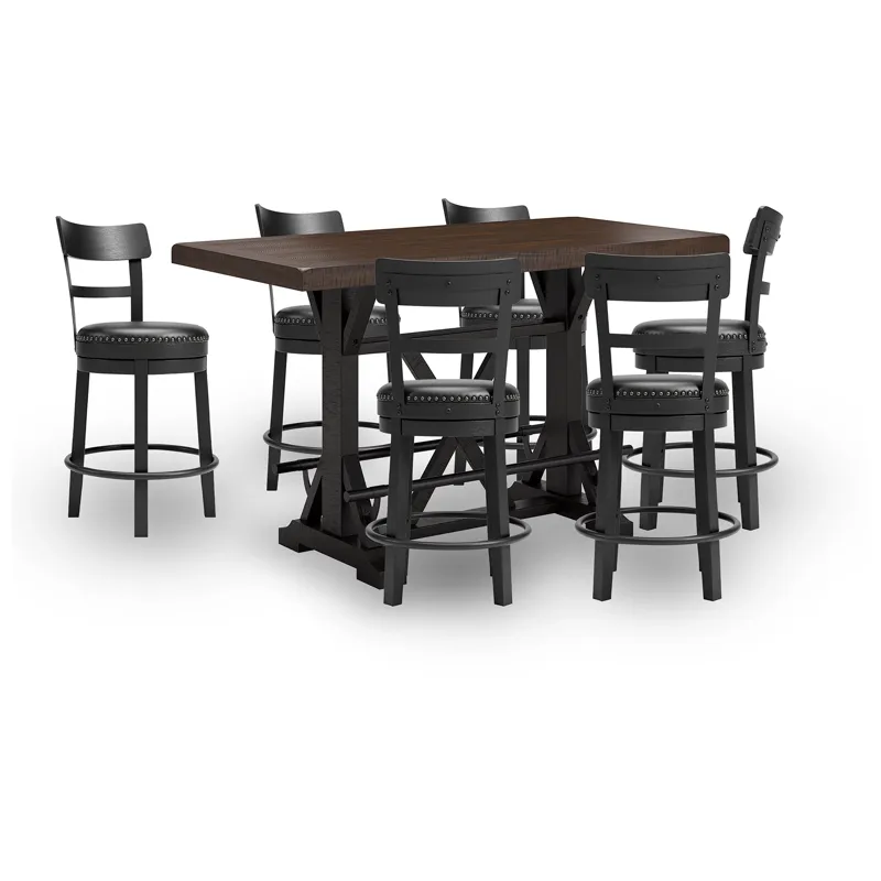 Valebeck Counter Height Dining Table and 6 Barstools