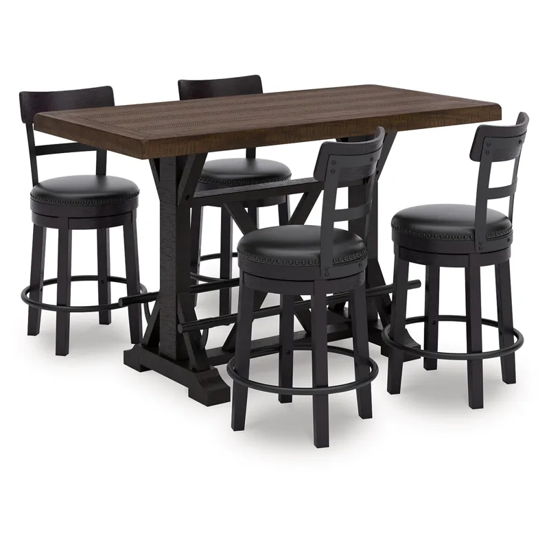 Valebeck Counter Height Dining Table and 4 Barstools