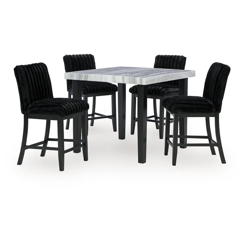 Mervannie Counter Height Dining Table and 4 Barstools