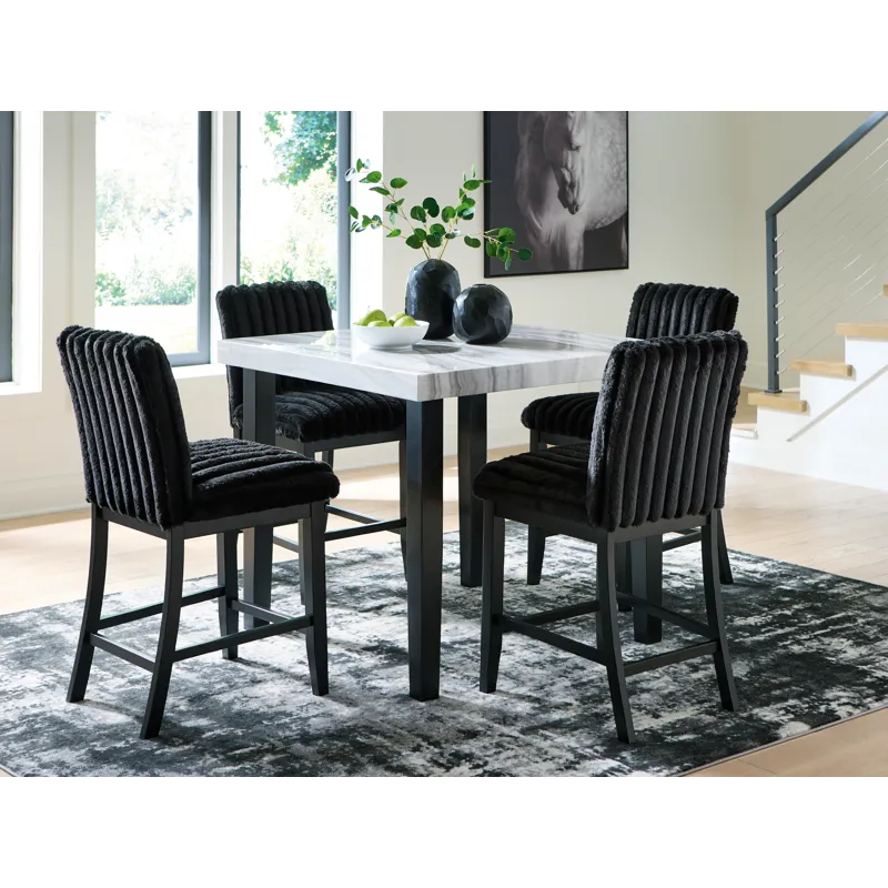 Mervannie Counter Height Dining Table and 4 Barstools