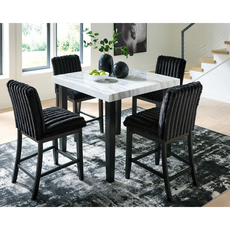Mervannie Counter Height Dining Table and 4 Barstools