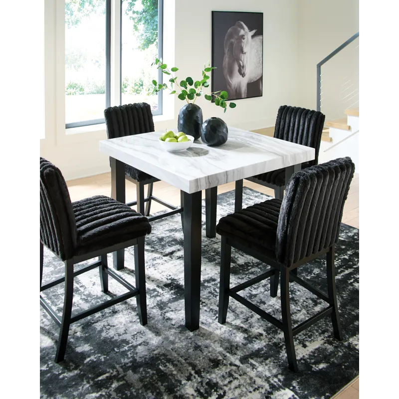 Mervannie Counter Height Dining Table and 4 Barstools