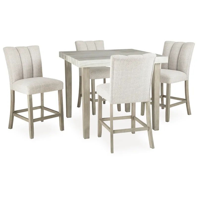 Karmenton Counter Height Dining Table and 4 Barstools