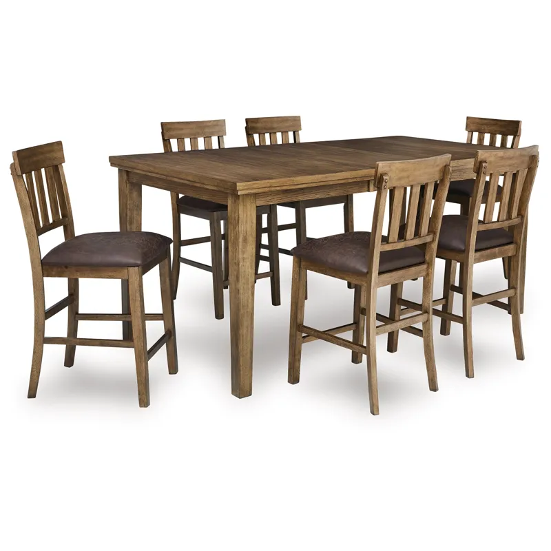 Broxtyn Counter Height Extension Dining Table and 6 Barstools