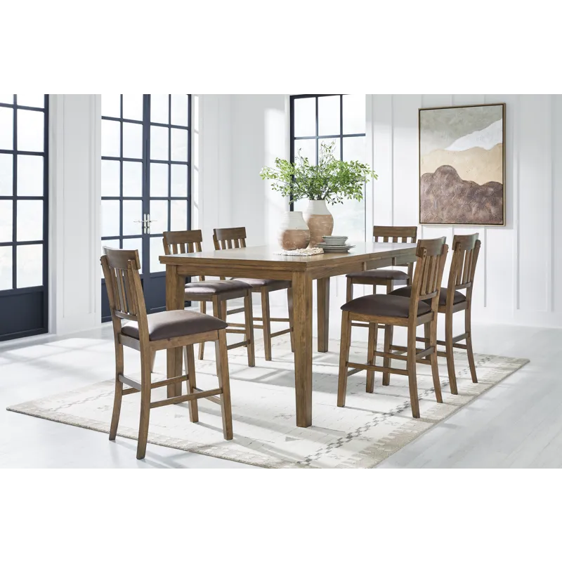 Broxtyn Counter Height Extension Dining Table and 6 Barstools