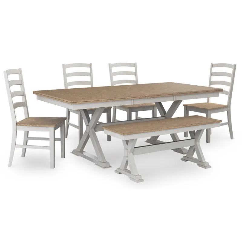 Westlinport Extension Dining Table, 4 Chairs and Bench