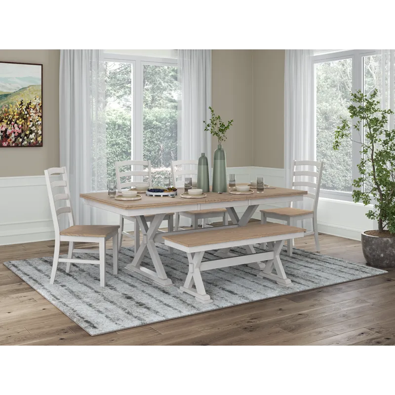 Westlinport Extension Dining Table, 4 Chairs and Bench